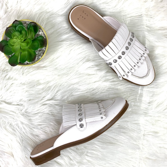 A New Day Shoes - A New Day Karoline White Backless Loafer Mules